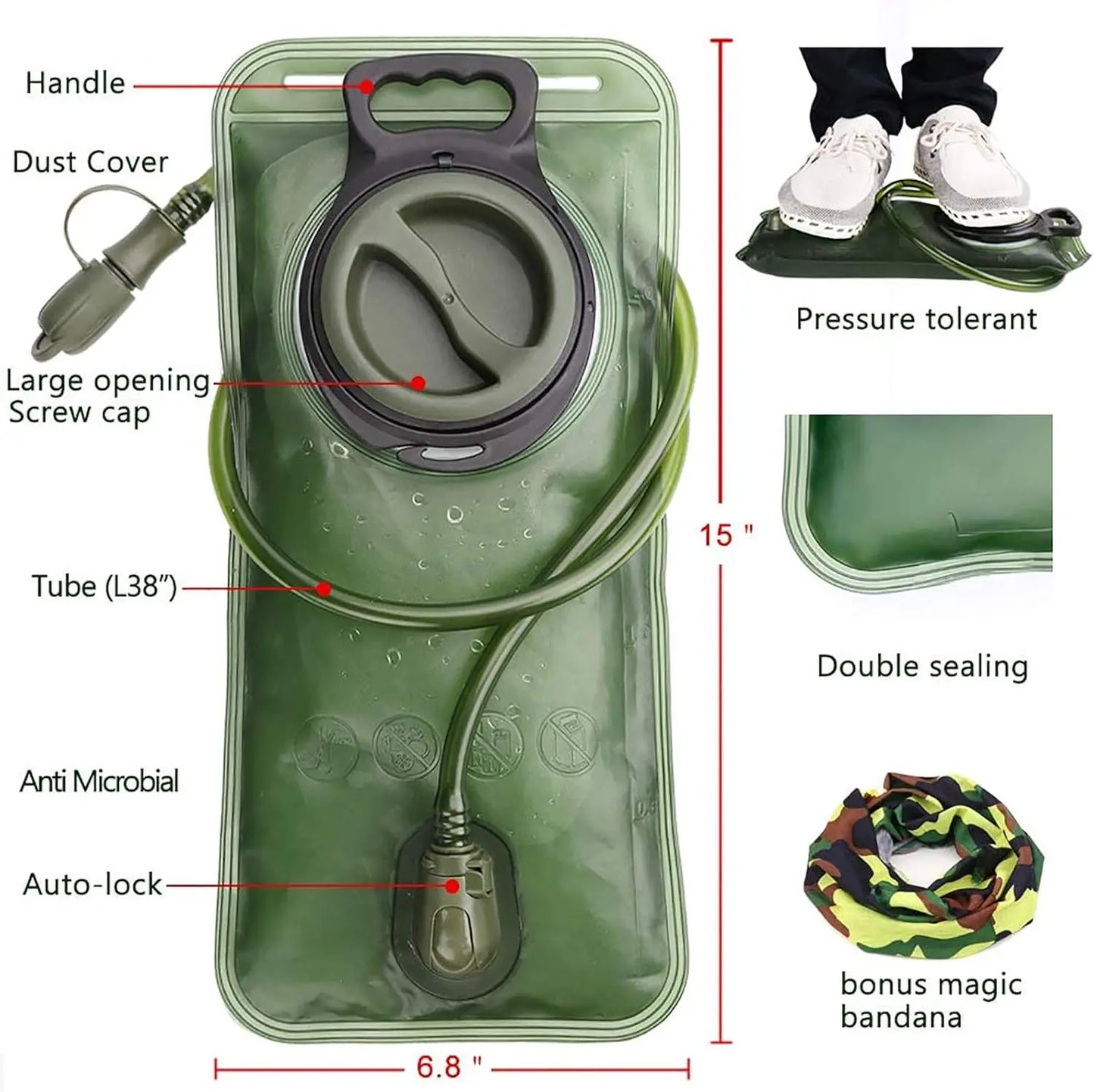 2L Hydration Bladder – Leak-Proof Water Reservoir