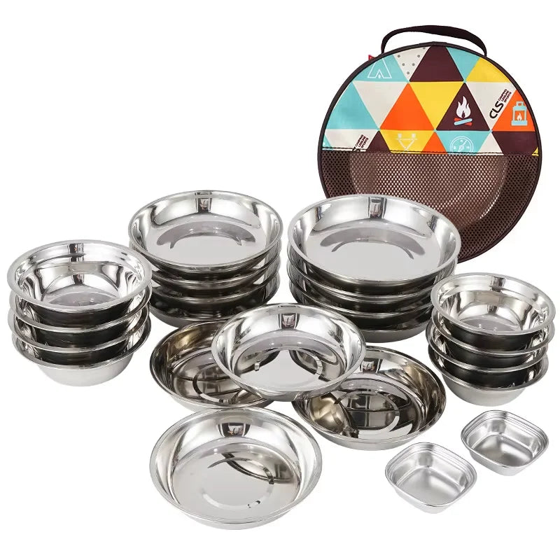 22-Piece Outdoor Camping Tableware Set – Portable & Durable