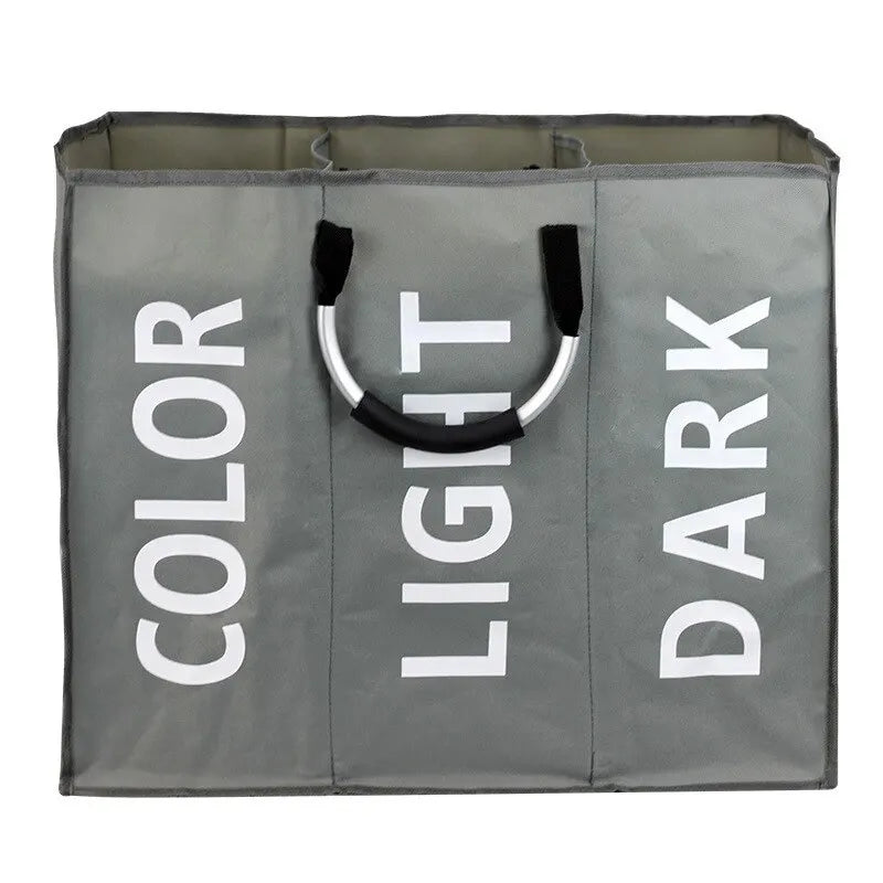 Foldable Laundry Basket 3 Compartments Easy Sorting