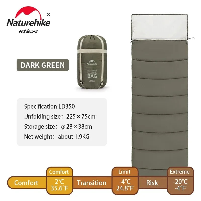 Envelope Cotton Sleeping Bag for Comfortable Camping