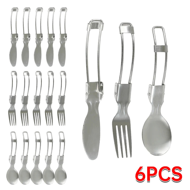 Camping Cutlery Set Foldable Stainless Steel Utensils