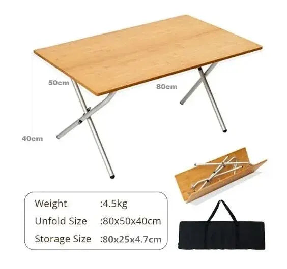 Portable Bamboo Folding Camping Table for Easy Outdoor Dining