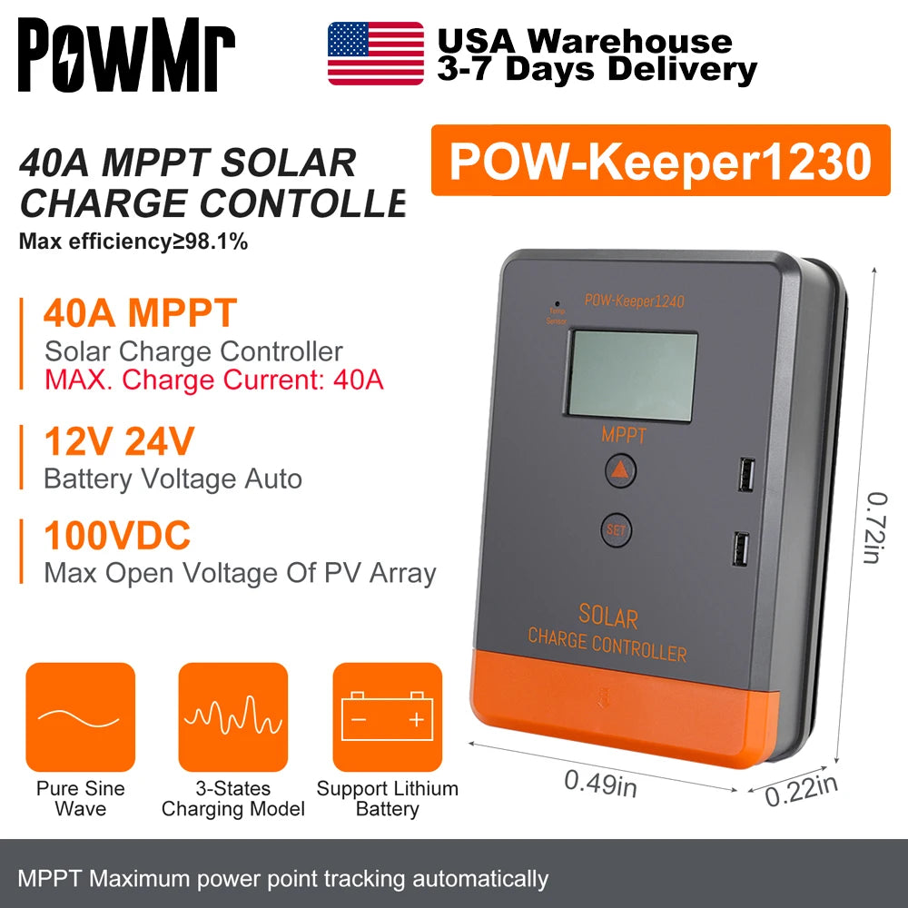 MPPT Solar Charge Controller with LCD for Efficient Charging
