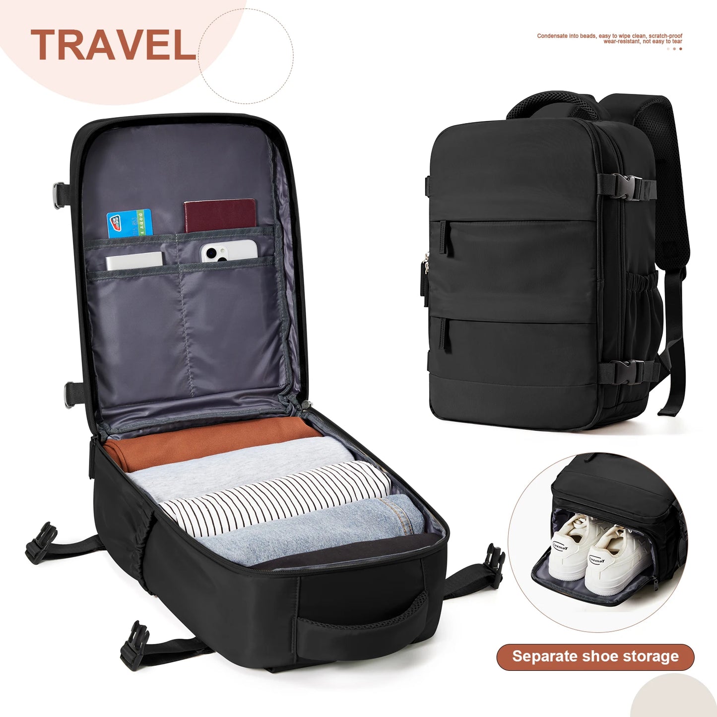 Cabin Travel Backpack 40x30x20 with Laptop Storage