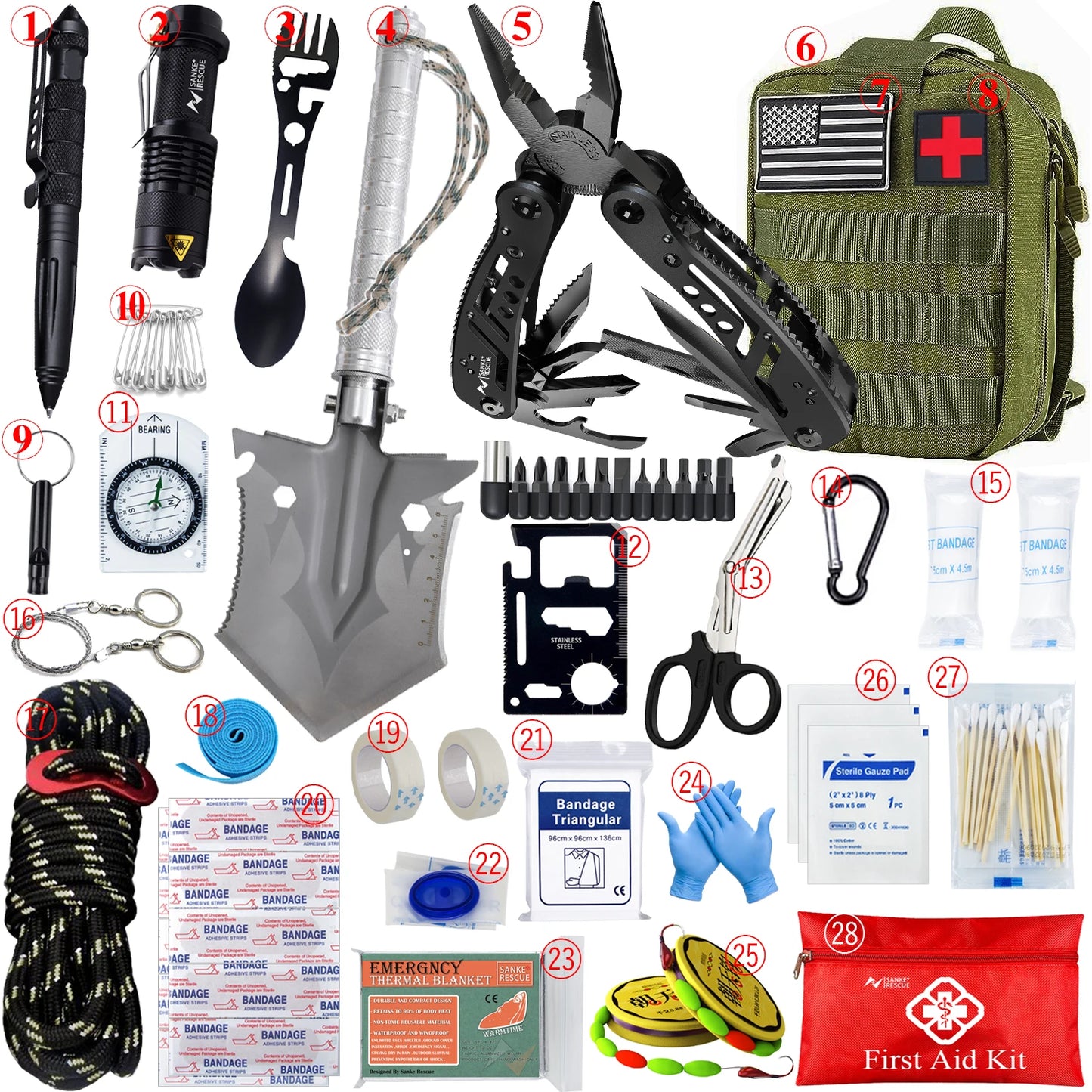 Survival First Aid Kit Complete Emergency Outdoor Pack