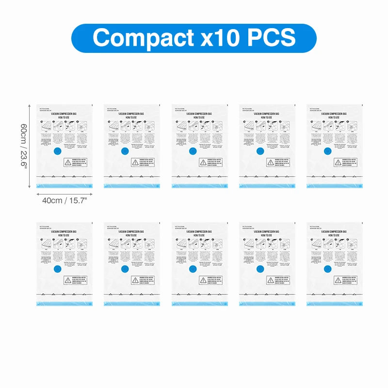 Vacuum Compression Bags with Pump – Save 80% Space