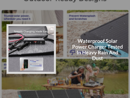Waterproof Solar Power Charger Tested In Heavy Rain And Dust