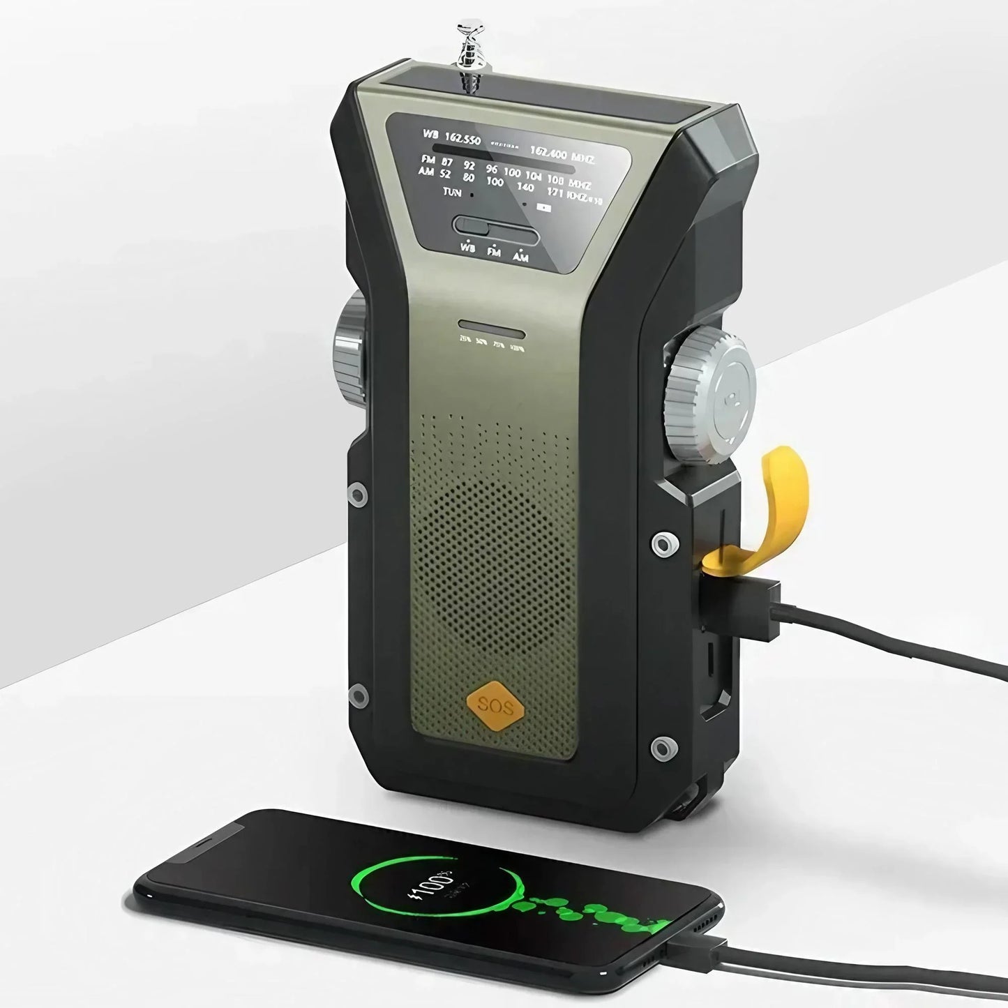 Emergency Weather Radio with Power Bank & Flashlight