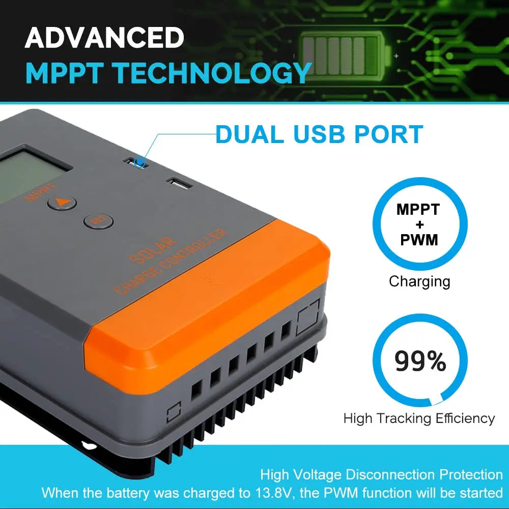 MPPT Solar Charge Controller with LCD for Efficient Charging