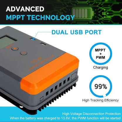 MPPT Solar Charge Controller with LCD for Efficient Charging