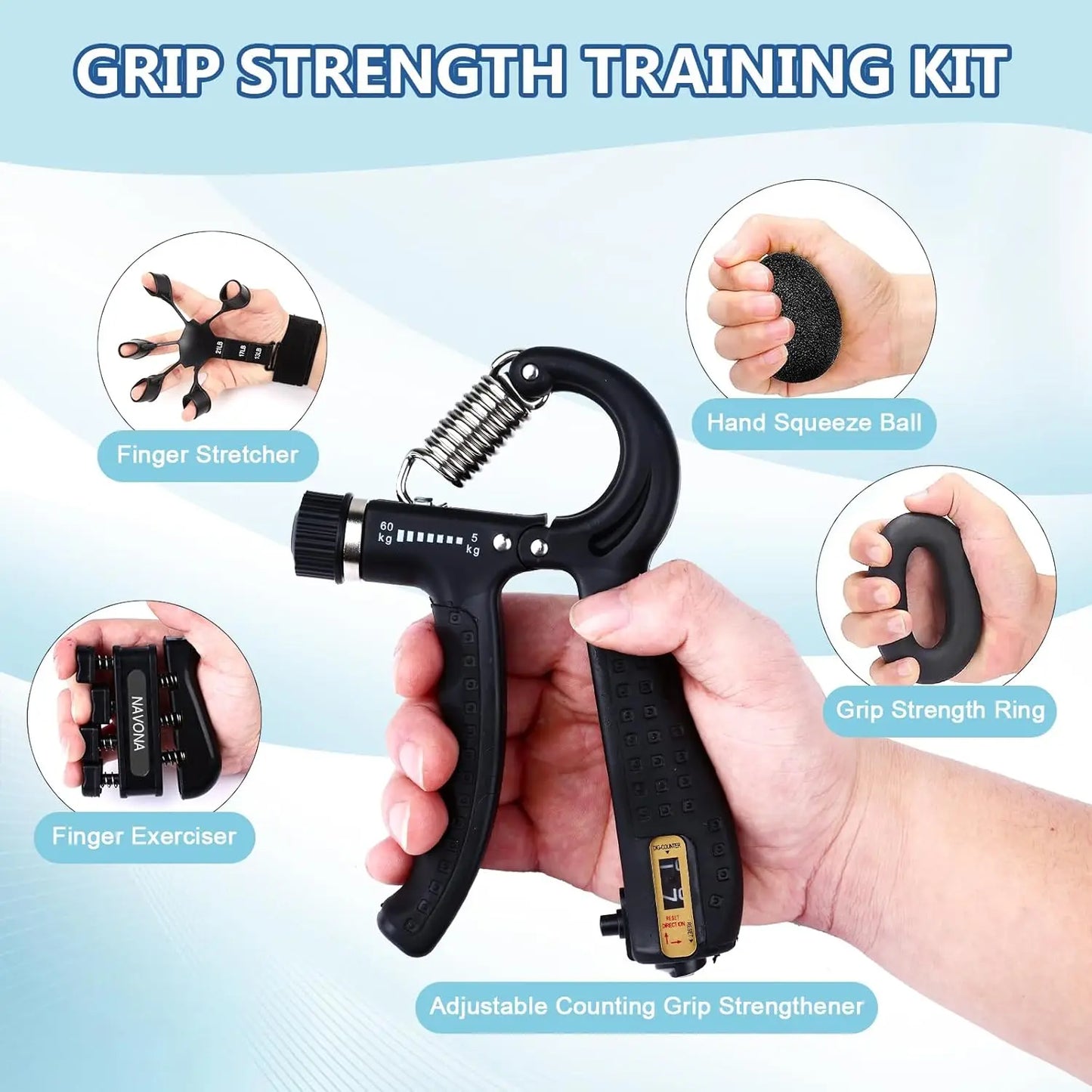 Hand Grip Trainer Kit for Strength & Recovery