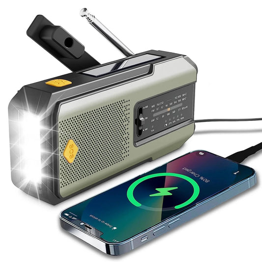 Emergency Weather Radio with Power Bank & Flashlight