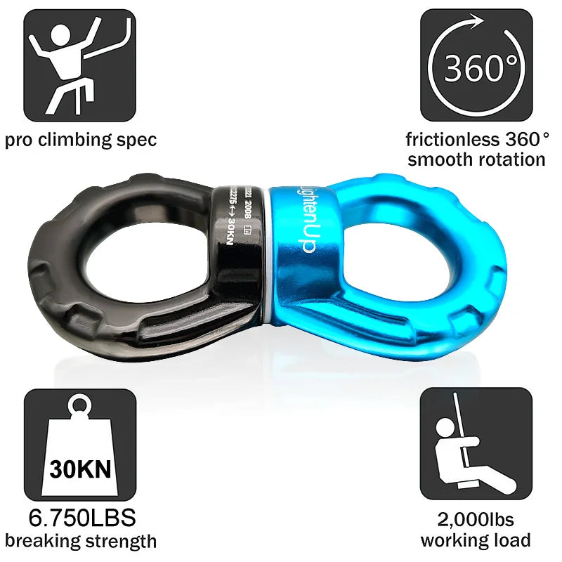 30KN Climbing Carabiner Swivel – Safe Rotating Rope Hook