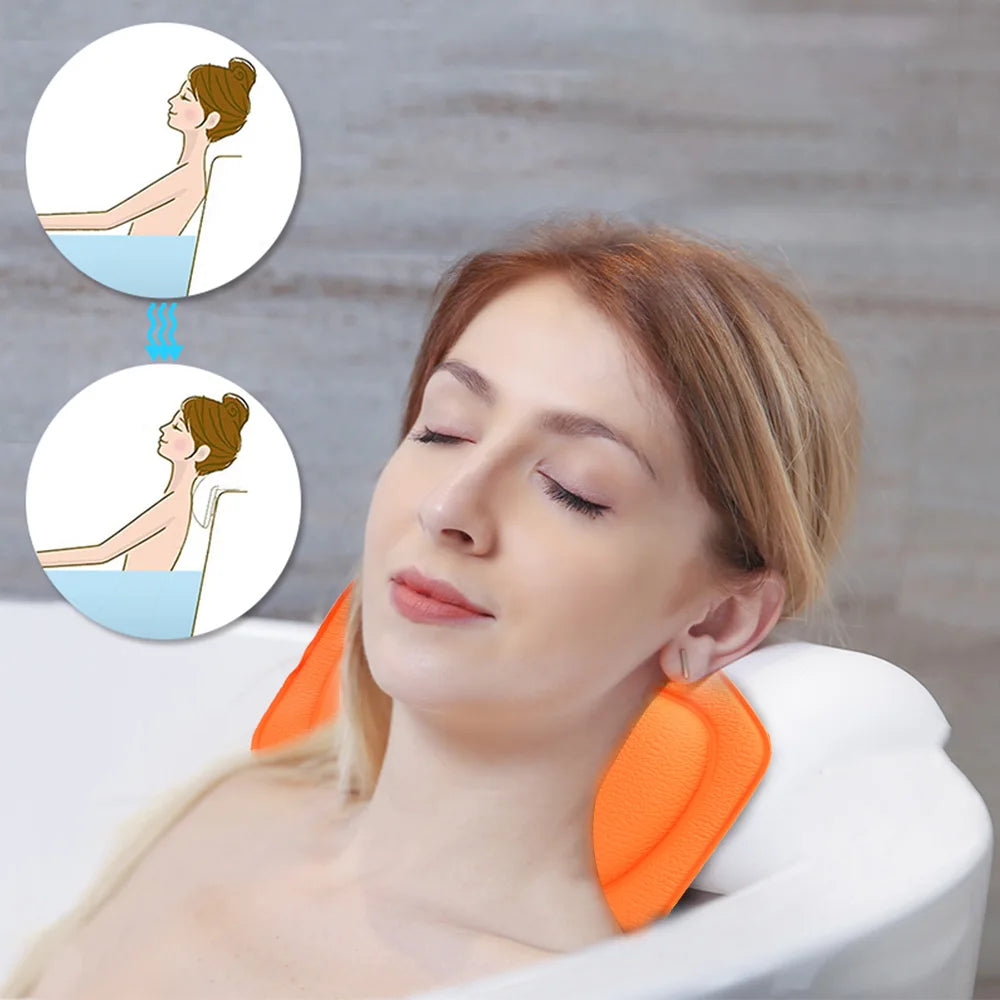 Bathtub Neck Pillow with Suction Cups for Relaxing Comfort