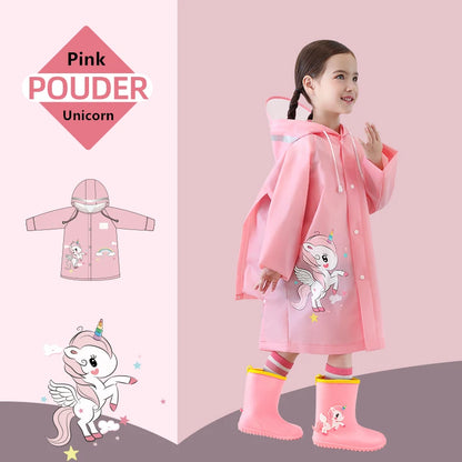 Kids Waterproof Rain Poncho with Backpack Cover