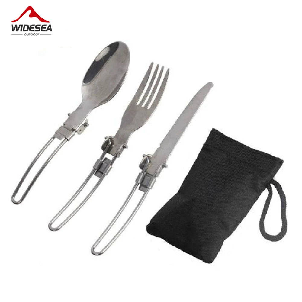 Portable Foldable Stainless Steel Cutlery Set for Camping