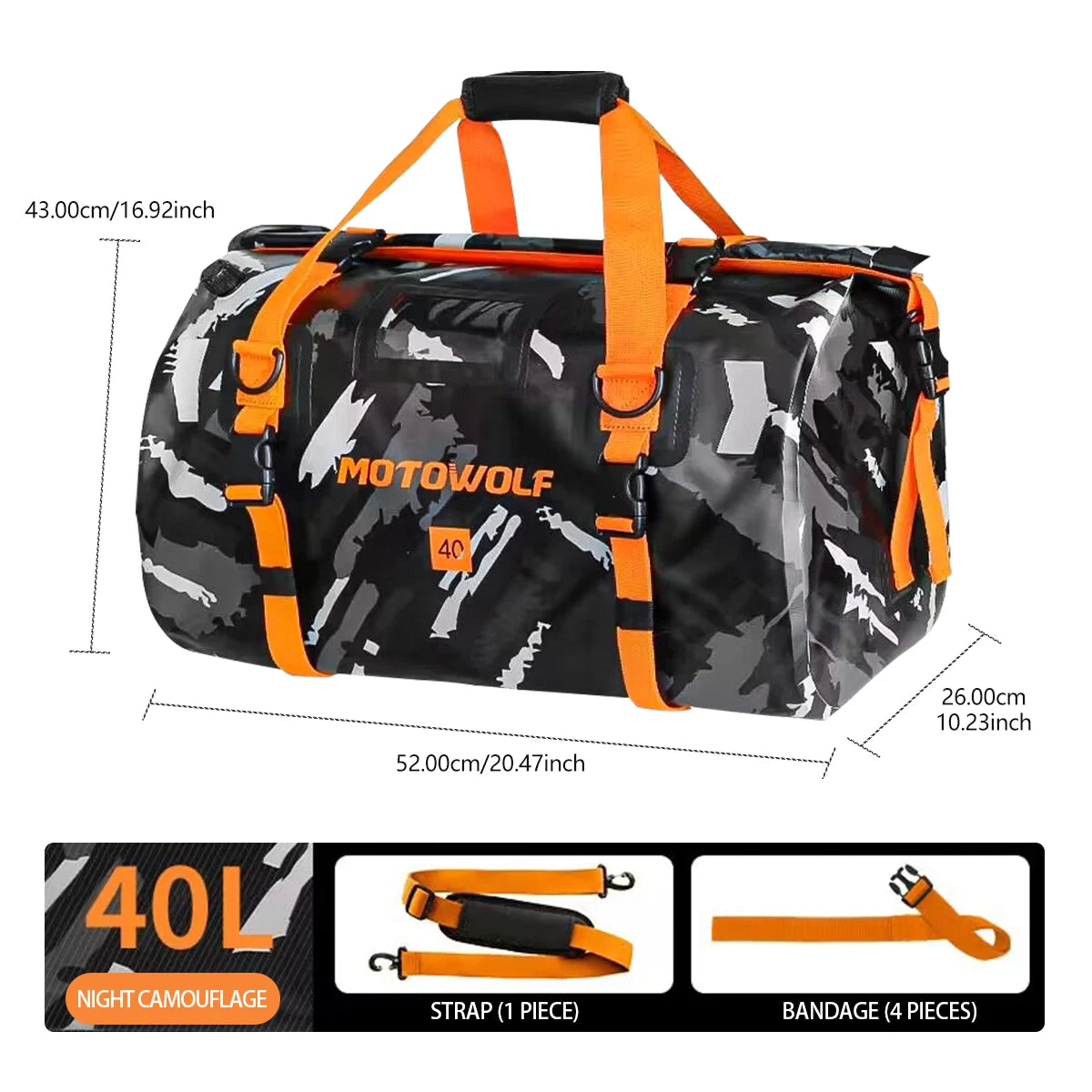 Waterproof Dry Duffle Bag 40L/66L with Reflective Safety