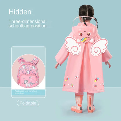 Kids Waterproof Raincoat with Backpack Cover