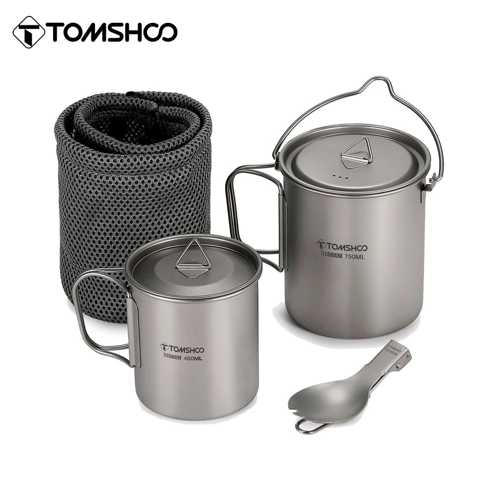 Ultralight Titanium Cookware Set for Outdoor Camping