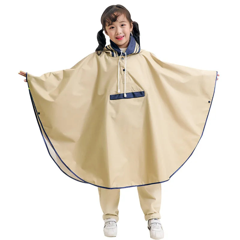 Kids Waterproof Poncho Raincoat with Backpack Cover