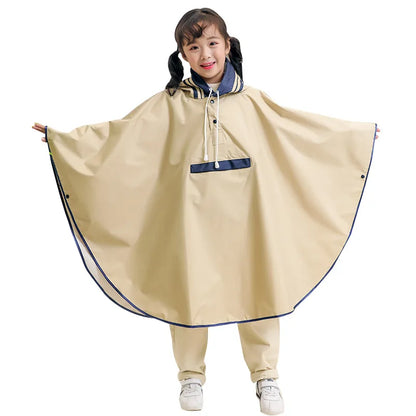 Kids Waterproof Poncho Raincoat with Backpack Cover