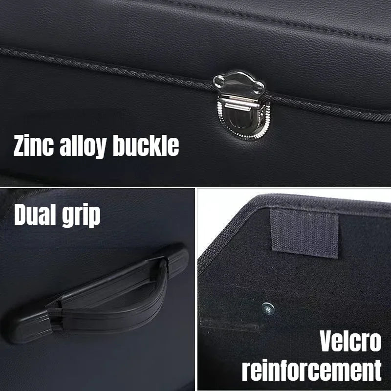 Foldable Car Trunk Organizer Faux Leather Multi Compartment