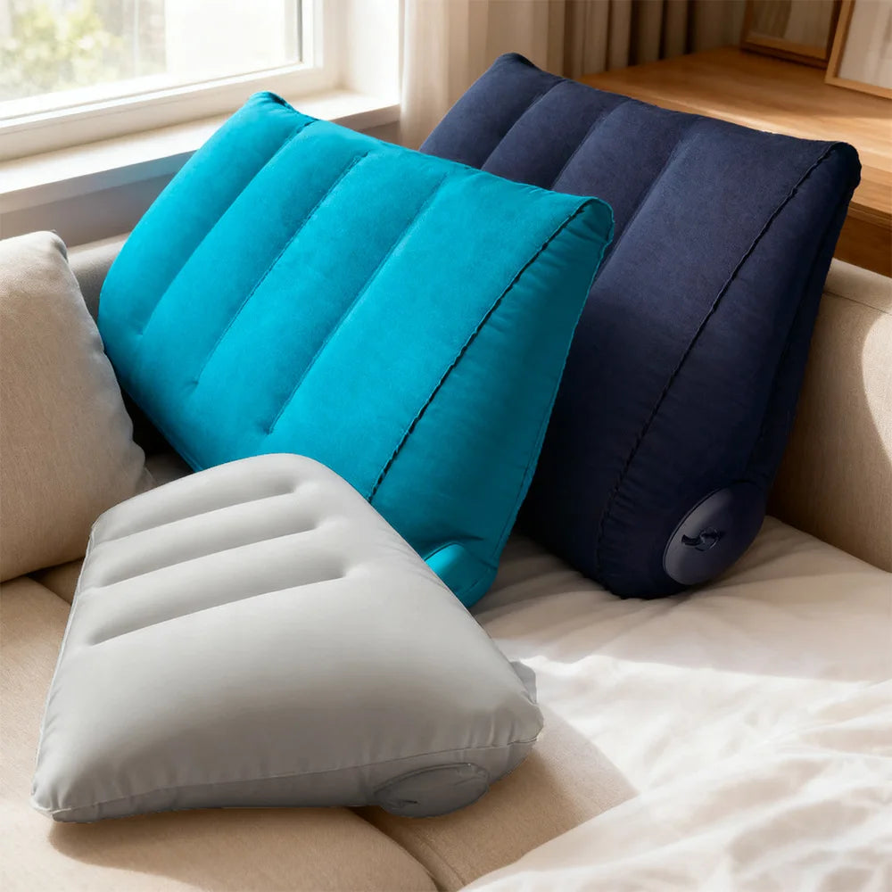 Triangular Inflatable Travel Pillow for Neck & Lumbar Support