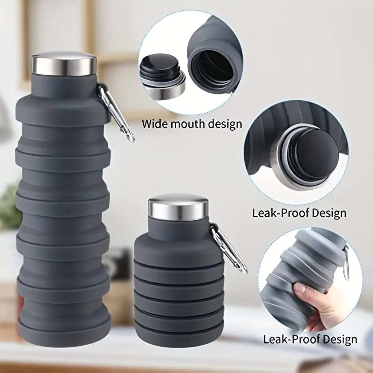 Collapsible BPA-Free Water Bottle Foldable for Hiking