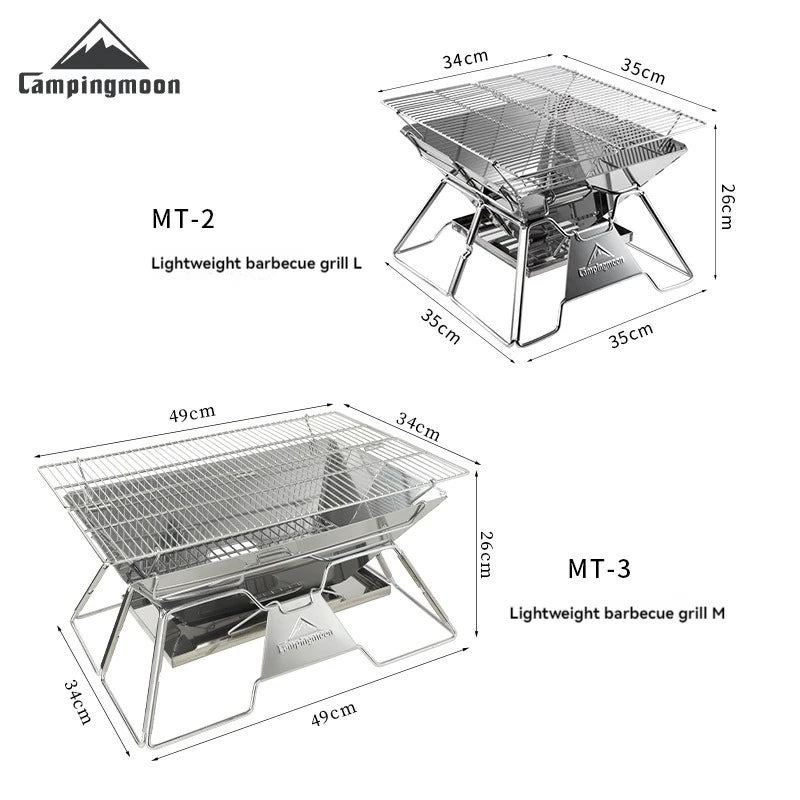 Portable Stainless Steel Camping BBQ Grill – Foldable & Lightweight