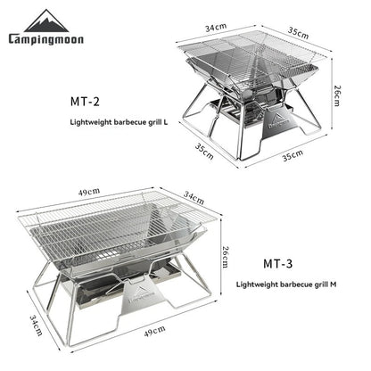 Portable Stainless Steel Camping BBQ Grill – Foldable & Lightweight