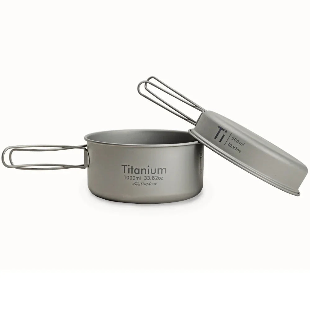 Ultralight Titanium Pan Set for Outdoor Camping