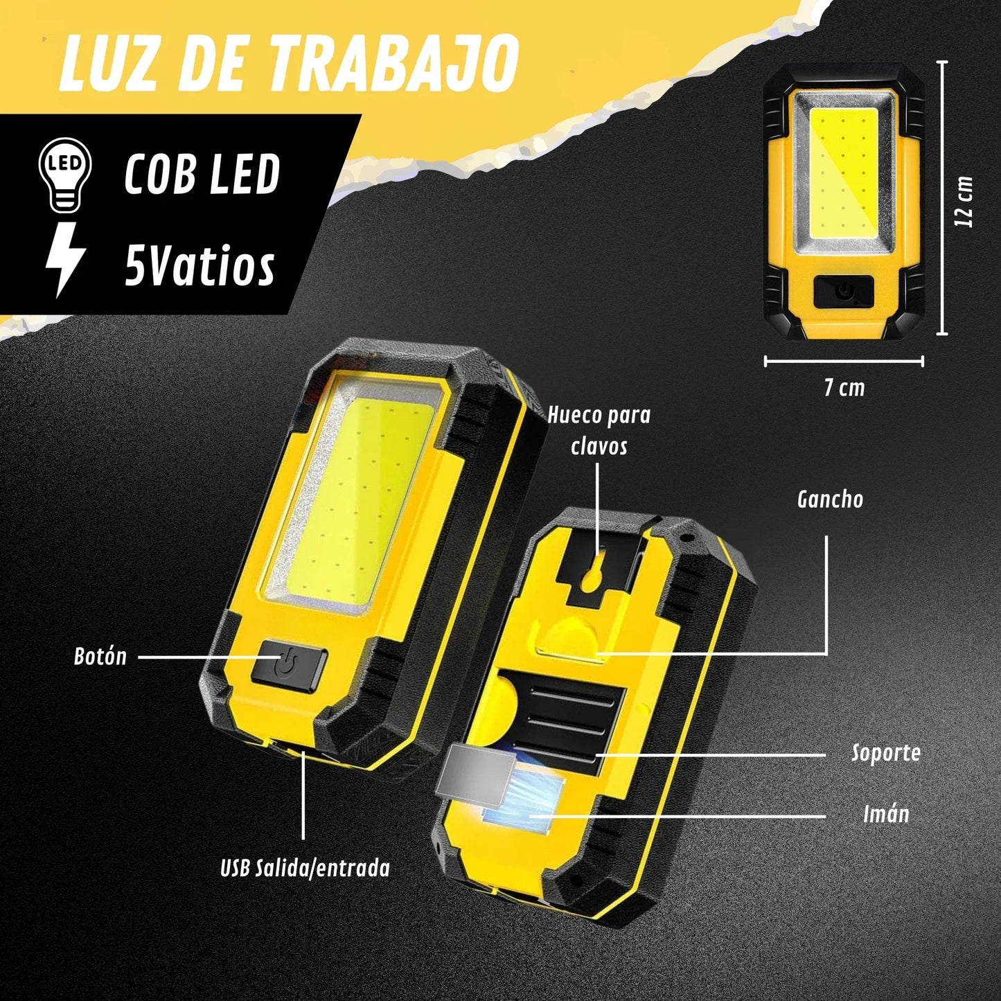 Rechargeable COB Work Light Magnetic Bright Lamp