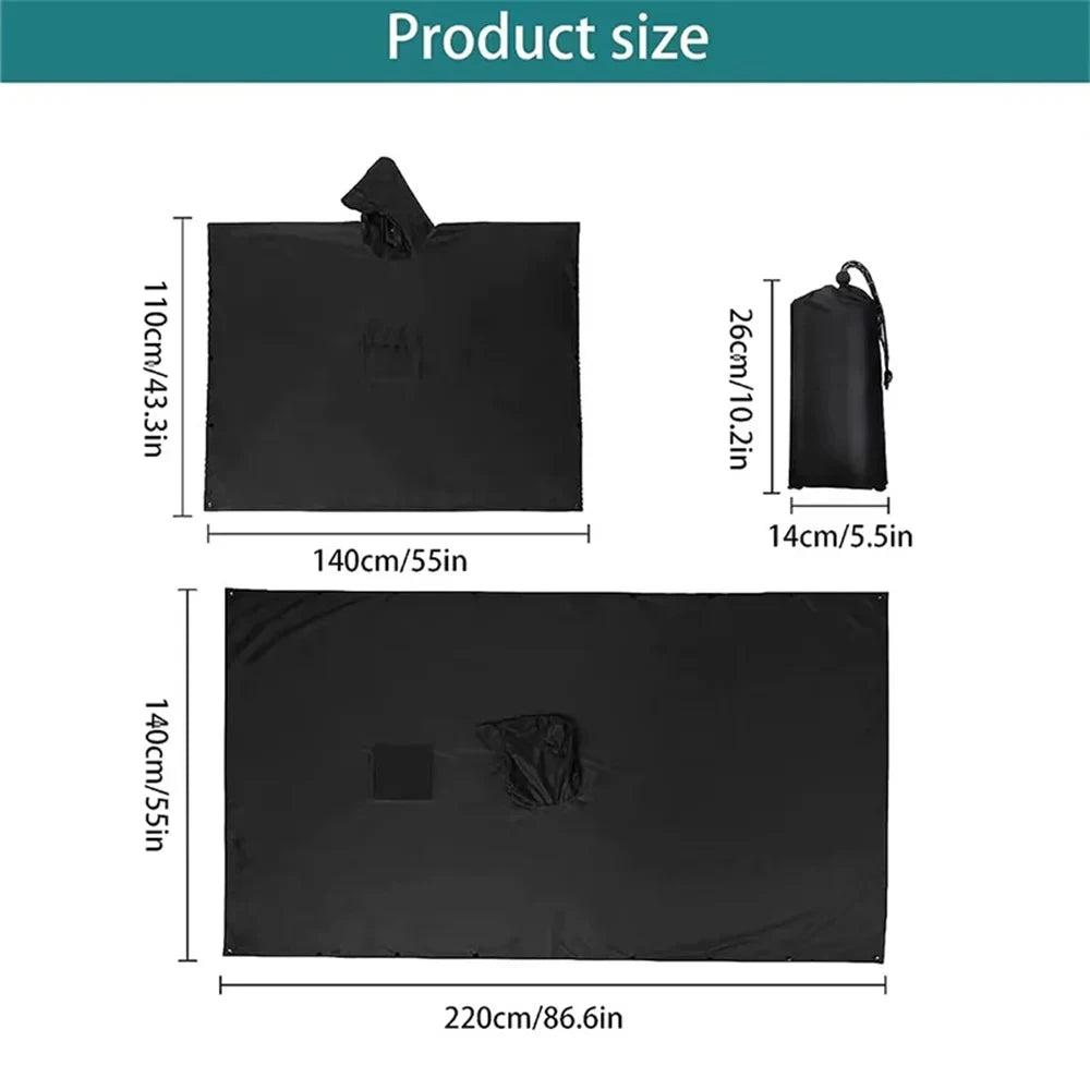 3-in-1 Military Rain Poncho for Camping & Hiking