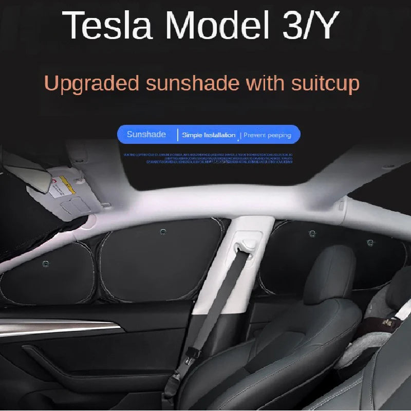 Tesla Model 3 & Y Sunshade – UV Protection & Privacy
