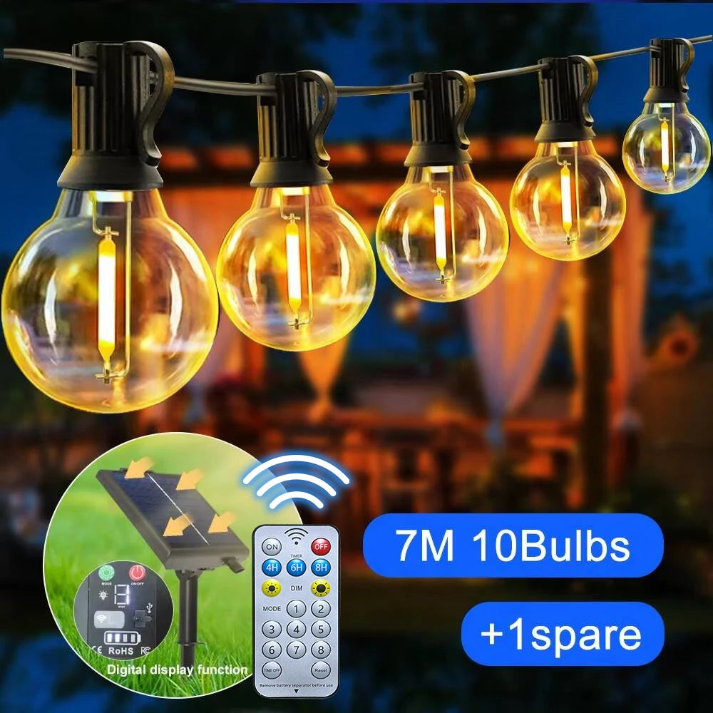 Solar Outdoor String Lights for Garden & Camping Ambience