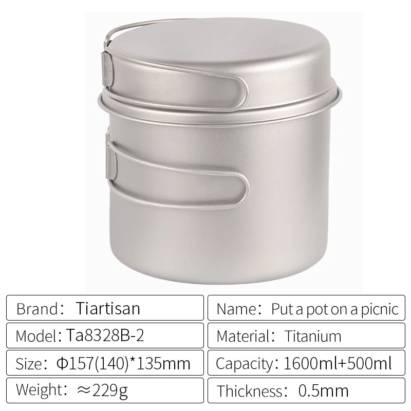 Titanium Camping Cookware Set for Ultralight Outdoor Cooking