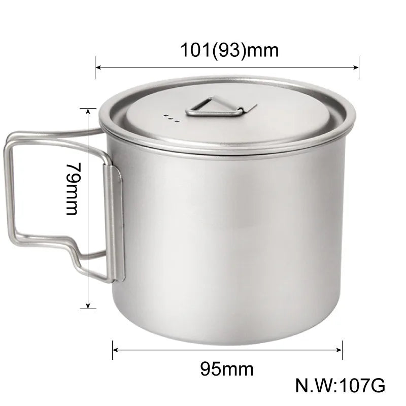 Ultralight Titanium Camping Pot Cups – 300/450/750ml