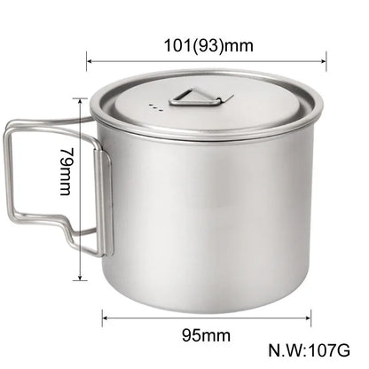 Ultralight Titanium Camping Pot Cups – 300/450/750ml
