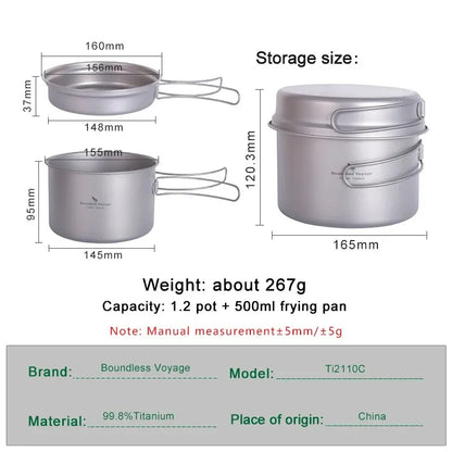 Titanium Camping Cookware Set Lightweight & Compact