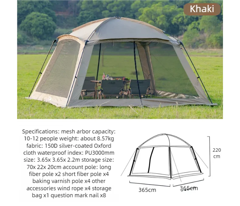 Outdoor Camping Mosquito Net Tent – Spacious Rain & Sun Shelter