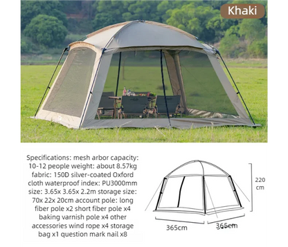 Outdoor Camping Mosquito Net Tent – Spacious Rain & Sun Shelter