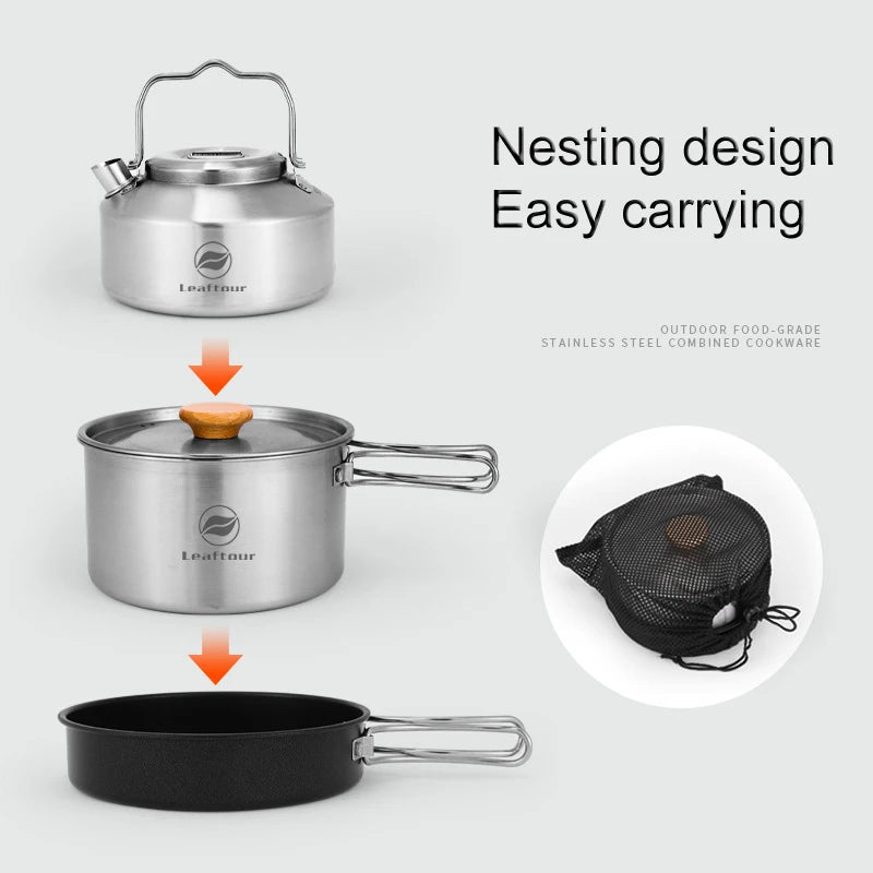 Camping Cookware Set Stainless Steel for Easy Outdoor Cooking