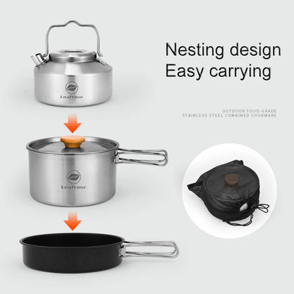 Camping Cookware Set Stainless Steel for Easy Outdoor Cooking