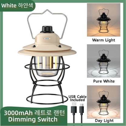 Retro Camping Lantern – Rechargeable Vintage Tent Light