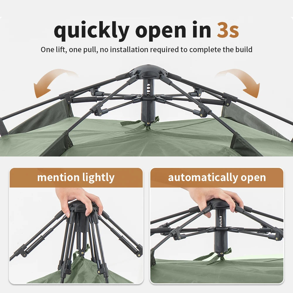 3 Person Automatic Camping Tent Waterproof Easy Setup