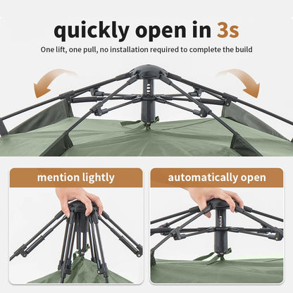 3 Person Automatic Camping Tent Waterproof Easy Setup