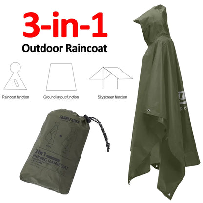 3-in-1 Waterproof Rain Poncho for Camping & Hiking