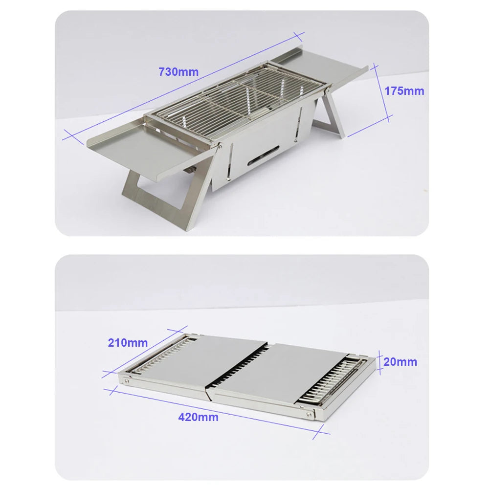 Portable Camping BBQ Grill – Foldable & Adjustable Heat