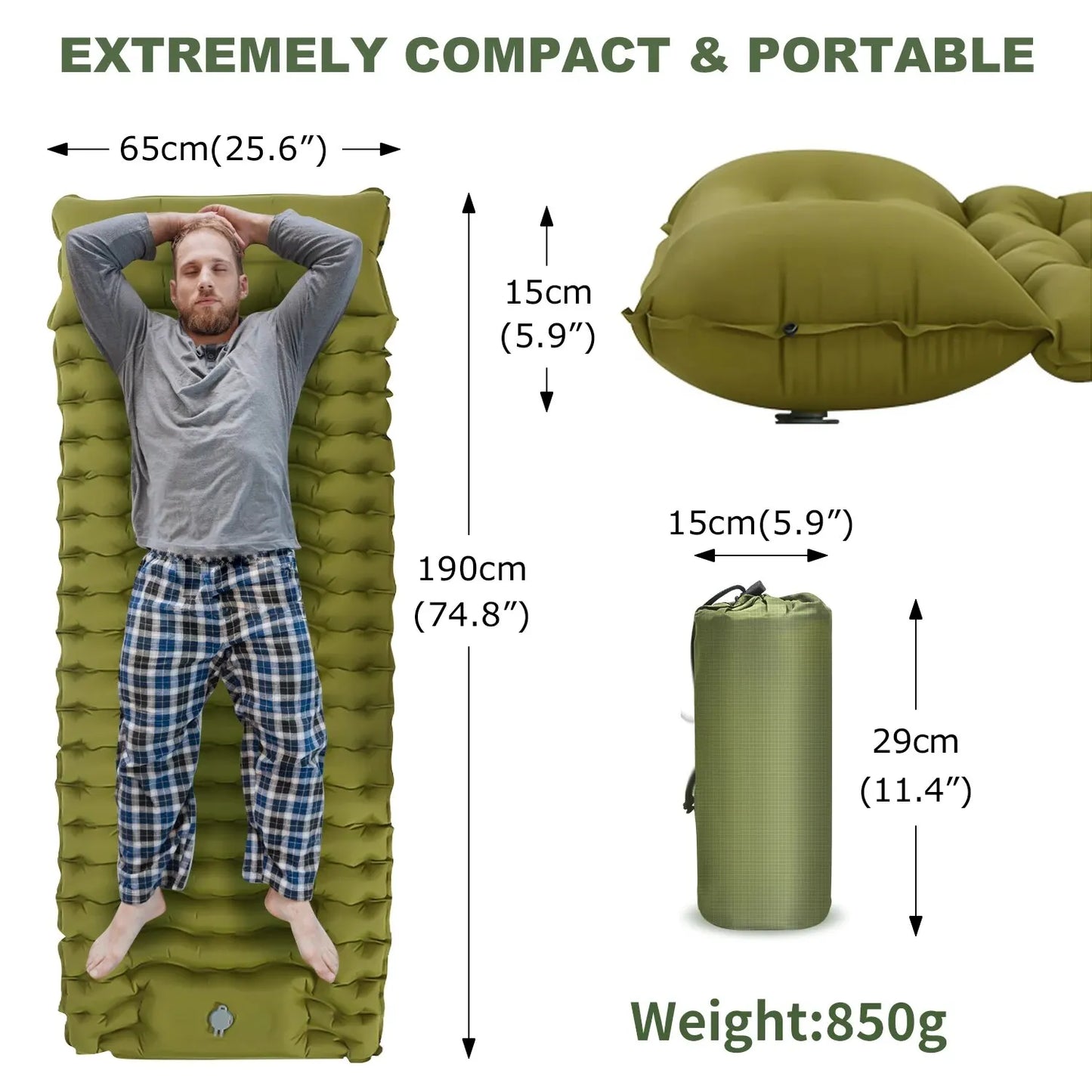 Inflatable Camping Sleeping Pad for Thick Comfort