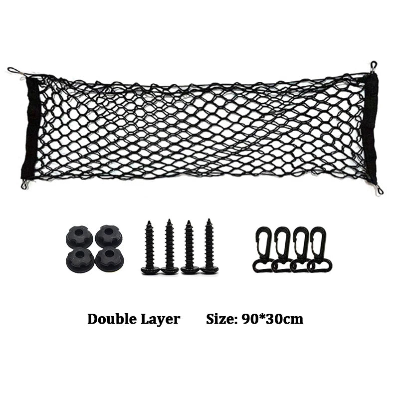 Car Rear Trunk Net Organizer – Double Layer Storage